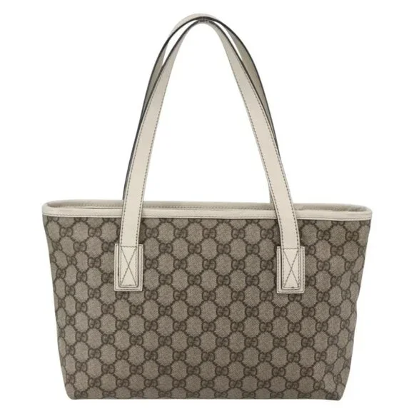 GUCCI GG Supreme Tote Bag PVC Beige Silver - Picture 3 of 16